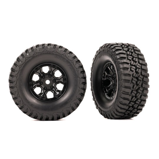 TRX-9774-Pneu BFGoodrich Mud-Terrain  2.2x1.0" + Jante Noir (x2) Bronco TRX-4M Traxxas