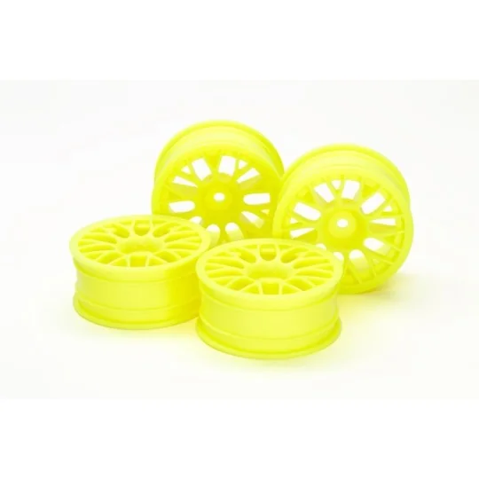 54850-Jantes 24mm Type BBS Jaune Fluo (x4) Tamiya