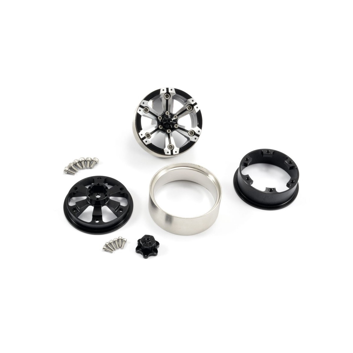 Beadlock 1.9" aluminum 6-spoke gray/black heavy wheels 1/10 (2) Fastrax Fastrax FAST0145 - 2