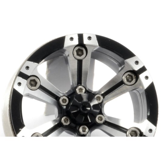 FAST0145-Beadlock 1.9" aluminum 6-spoke gray/black heavy wheels 1/10 (2) Fastrax