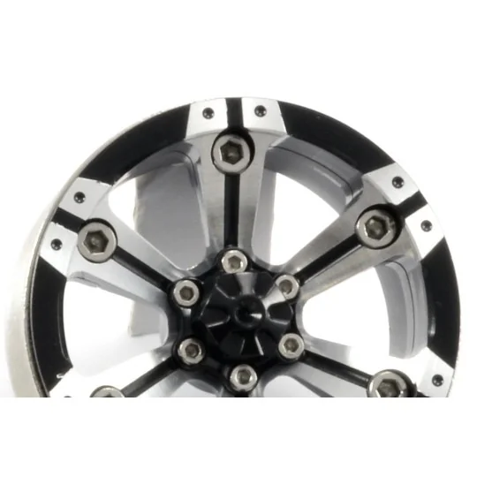 Beadlock 1.9" aluminum 6-spoke gray/black heavy wheels 1/10 (2) Fastrax Fastrax FAST0145 - 3 FAST0145-Fastrax 1/10 (2) Fastrax 6-spoke 1/10" aluminum beadlock heavy-duty rims, grey/black - FAST0145