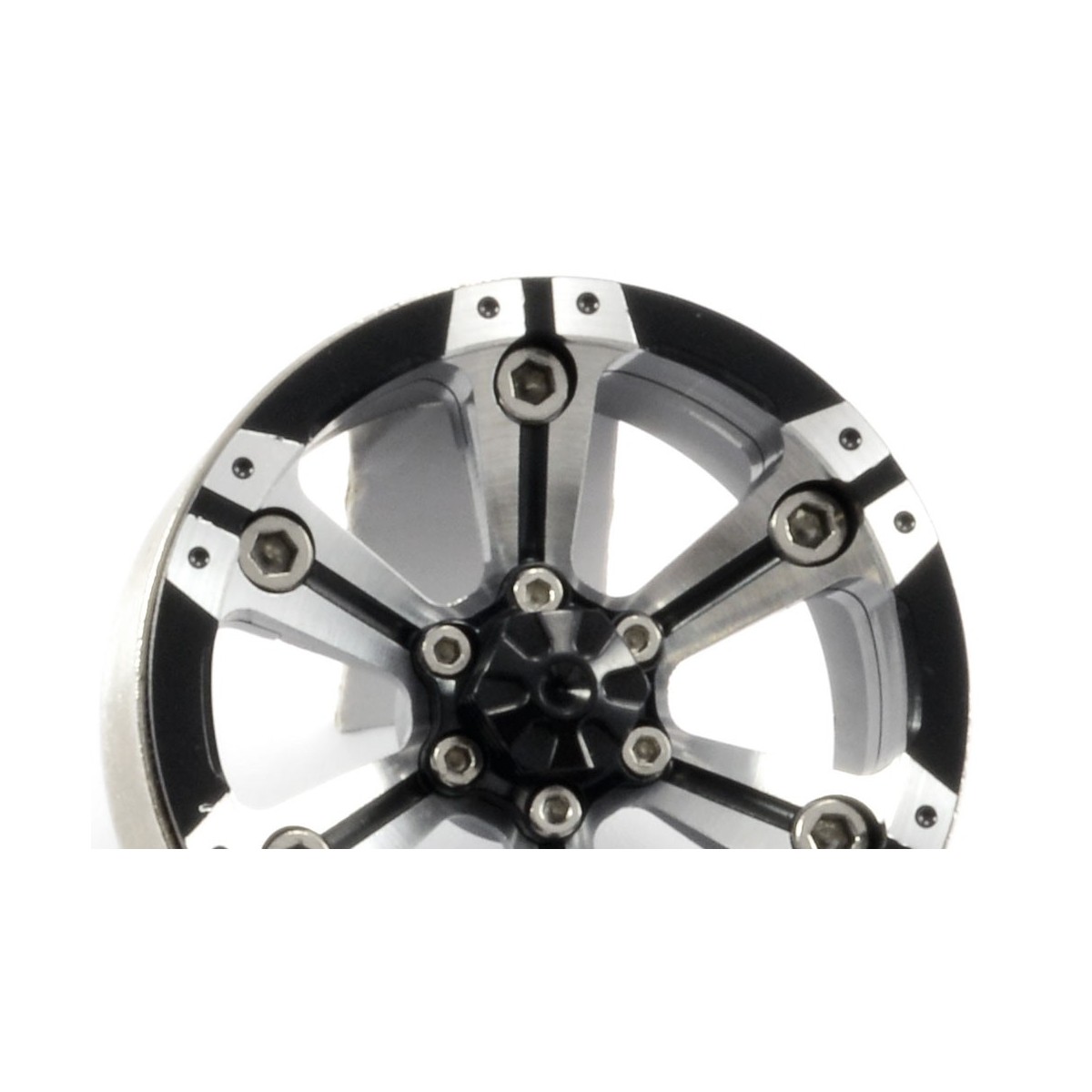 Beadlock 1.9" aluminum 6-spoke gray/black heavy wheels 1/10 (2) Fastrax Fastrax FAST0145 - 3