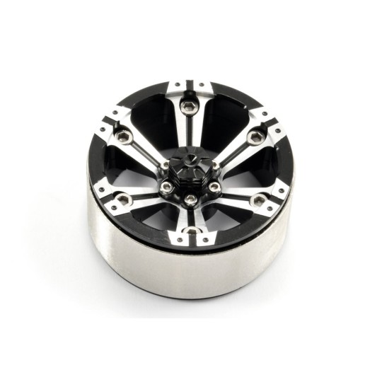FAST0145-Beadlock 1.9" aluminum 6-spoke gray/black heavy wheels 1/10 (2) Fastrax