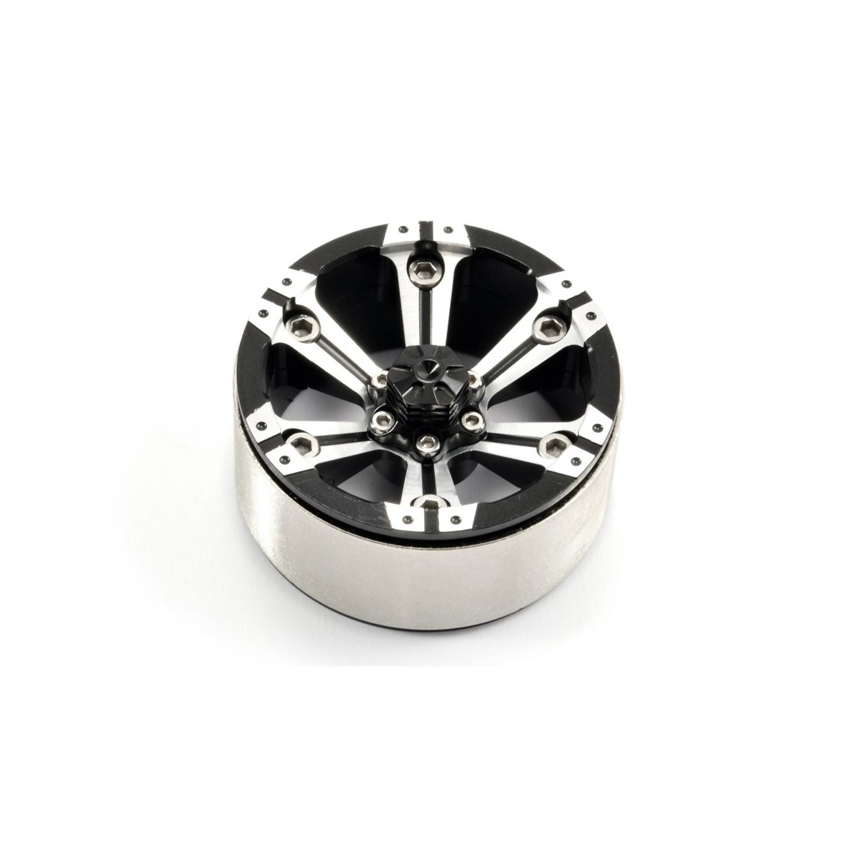 Beadlock 1.9" aluminum 6-spoke gray/black heavy wheels 1/10 (2) Fastrax Fastrax FAST0145 - 1