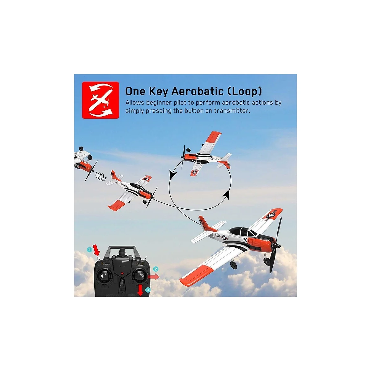 T-28 Trojan 400mm aircraft with RTF Volantex flight stabilizer Volantex V761-9 - 3