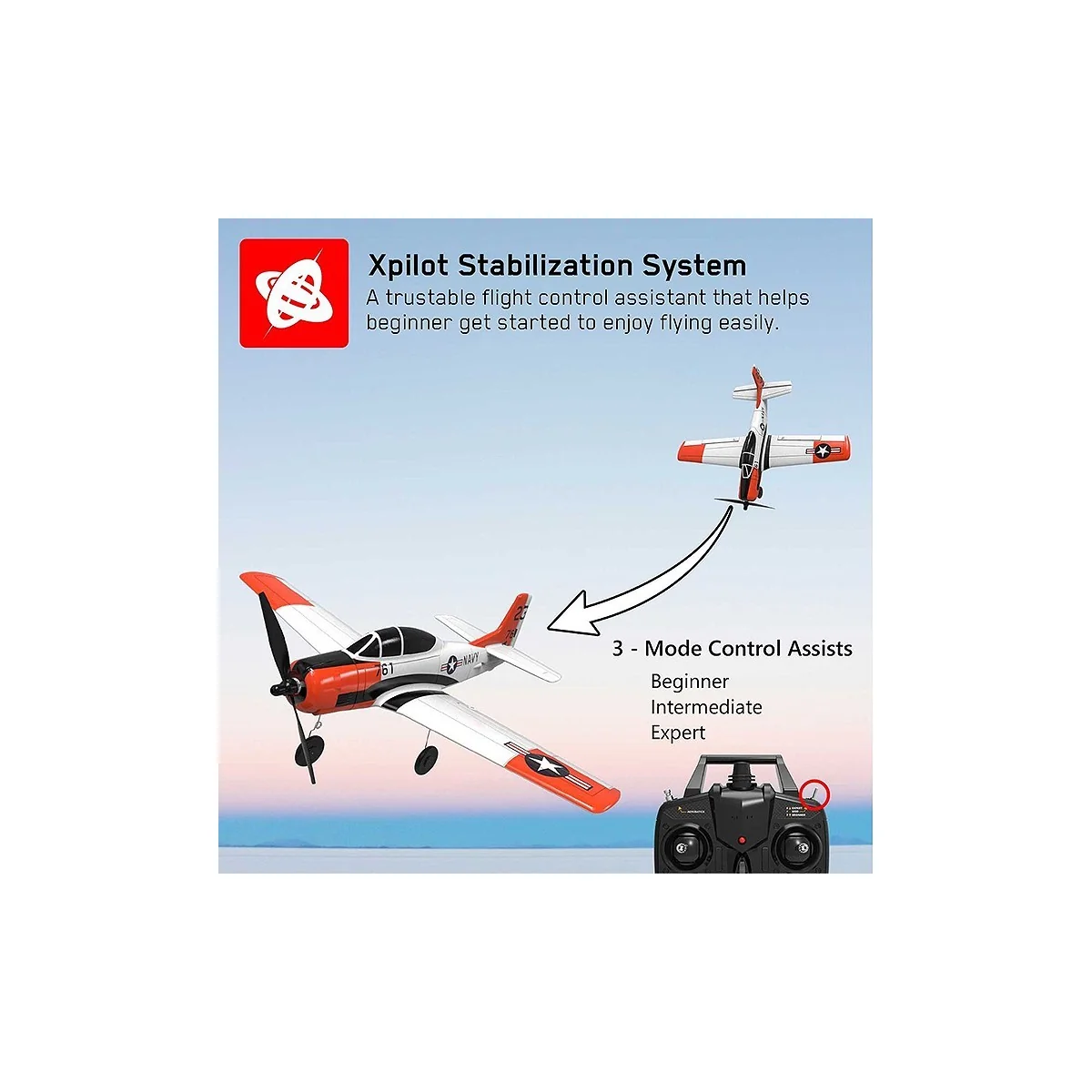 T-28 Trojan 400mm aircraft with RTF Volantex flight stabilizer Volantex V761-9 - 4