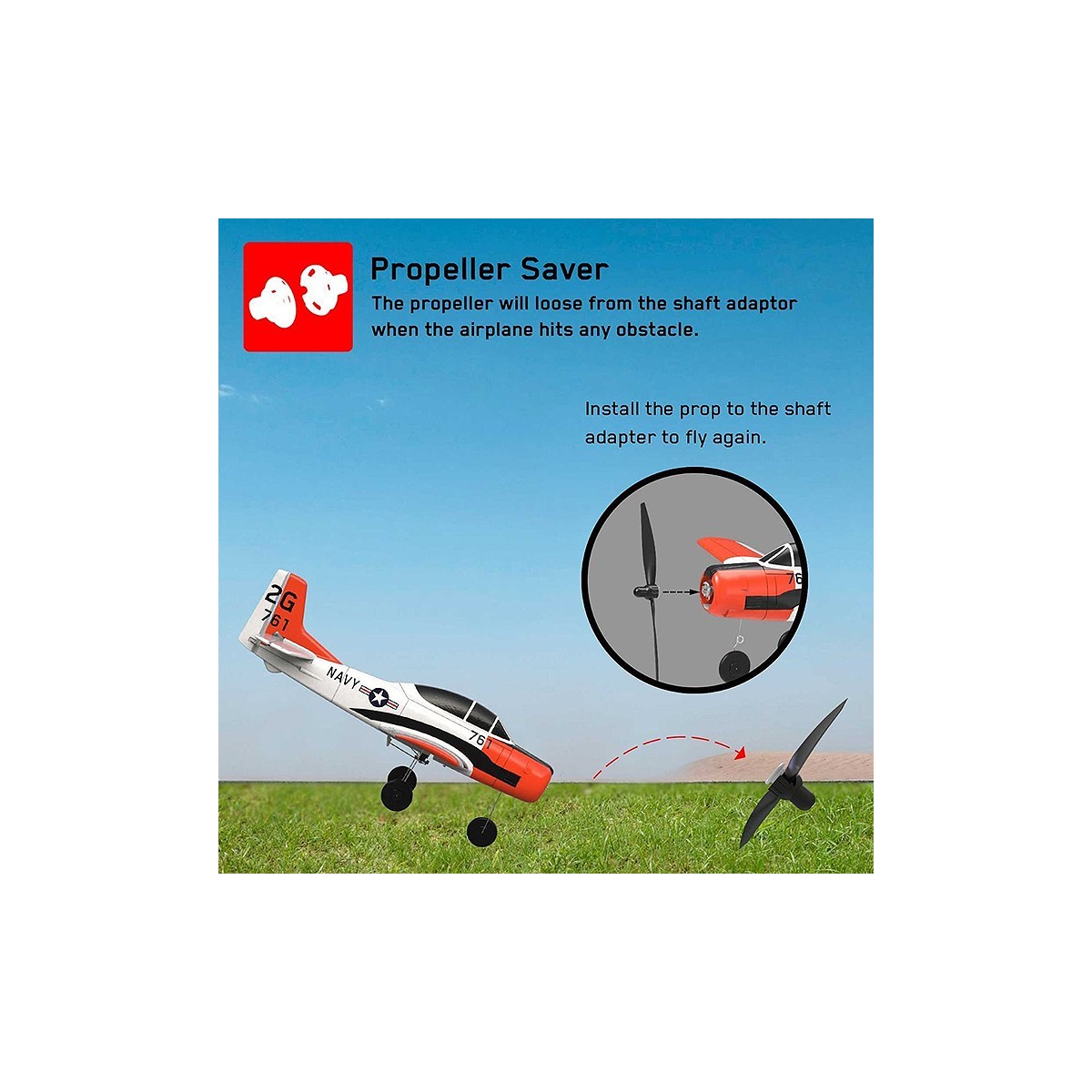 T-28 Trojan 400mm aircraft with RTF Volantex flight stabilizer Volantex V761-9 - 6