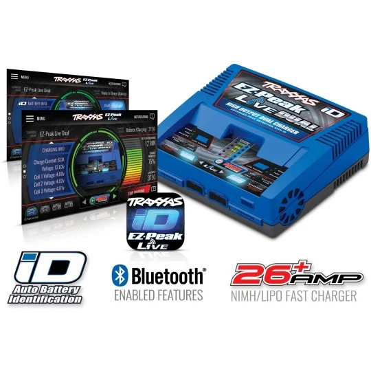 EZ-Peak Live DUAL iD 4S 200W Traxxas Dual Fast Charger Traxxas TRX-2973G - 6 TRX-2973G-Traxxas EZ-Peak Live DUAL iD 4S 200W Dual Fast Charger - TRX-2973G