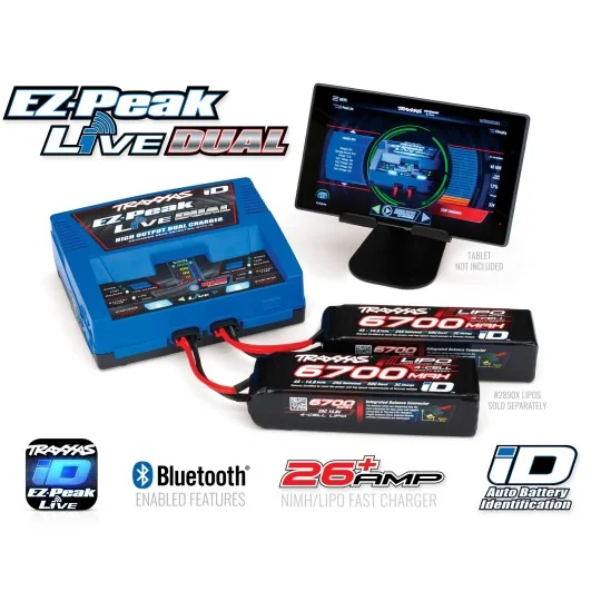 EZ-Peak Live DUAL iD 4S 200W Traxxas Dual Fast Charger Traxxas TRX-2973G - 8 TRX-2973G-Traxxas EZ-Peak Live DUAL iD 4S 200W Dual Fast Charger - TRX-2973G