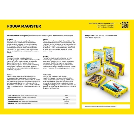 Fouga Magister Puzzle, 1000 Heller pieces Heller 20510 - 3 HEL-20510-Fouga Magister Puzzle, 1000 Heller pieces - HEL-20510