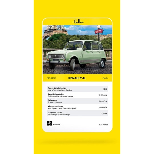 HEL-20759-Puzzle Renault 4L, 500 pièces Heller