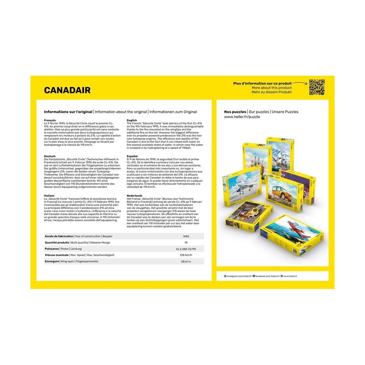 Canadair Puzzle, 500 Heller Pieces Heller HEL-20370 - 2