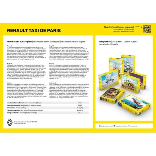 Renault Taxi Puzzle from Paris, 500 pieces Heller Heller HEL-20705 - 3 HEL-20705-Renault Taxi Puzzle from Paris, 500 pieces Heller - HEL-20705