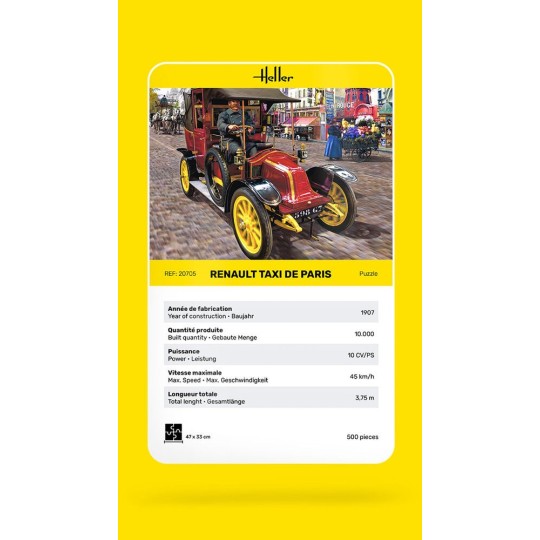 HEL-20705-Renault Taxi Puzzle from Paris, 500 pieces Heller