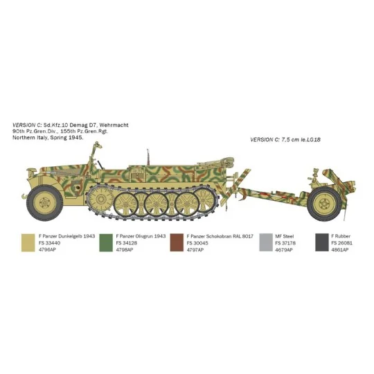 Véhicule Sd.Kfz.10 & Le.IG 18 & Servants 1/35 Italeri Italeri I6595 - 6 I6595-Véhicule Sd.Kfz.10 & Le.IG 18 & Servants 1/35 Italeri - I6595