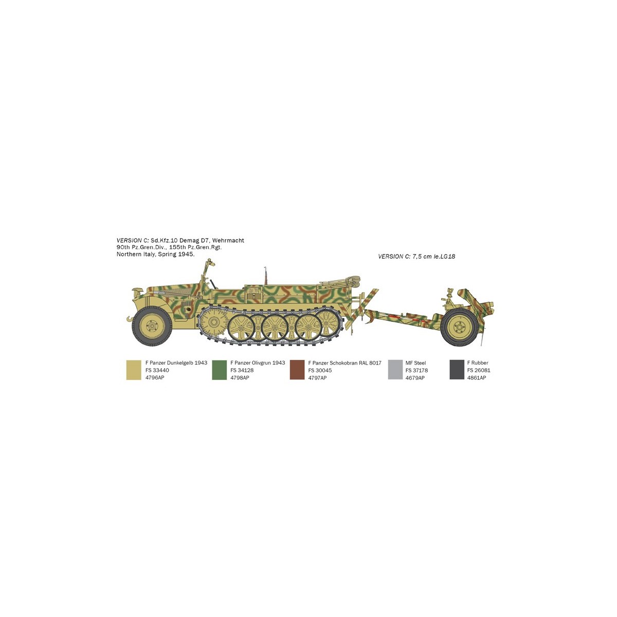 Vehicle Sd.Kfz.10 & Le.IG 18 & Servants 1/35 Italeri Italeri I6595 - 6 Vehicle Sd.Kfz.10 & Le.IG 18 & Servants 1/35 Italeri Italeri I6595 - 6