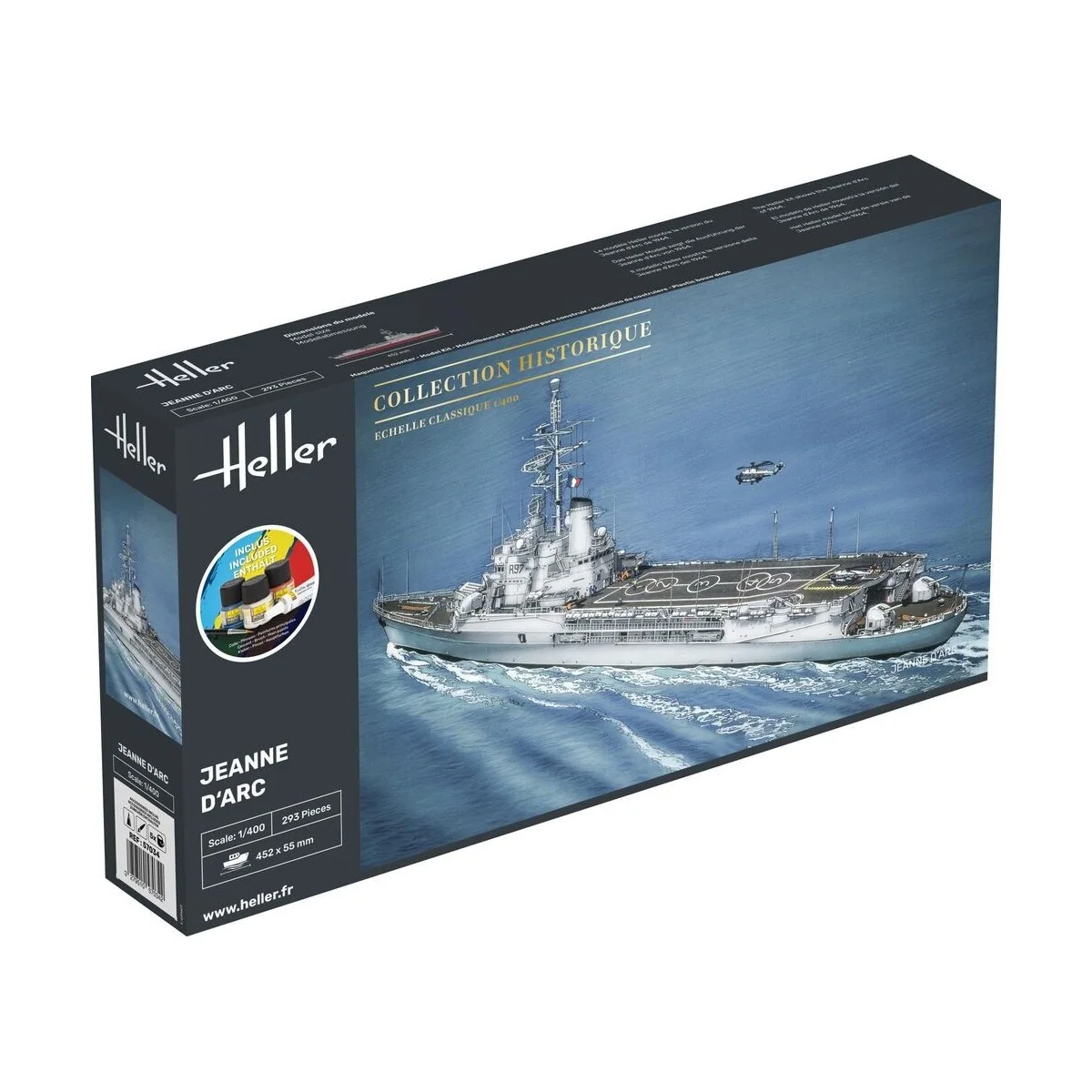 Bateau Jeanne d'Arc 1/400 Heller + colle et peintures Heller HEL-57034 - 1