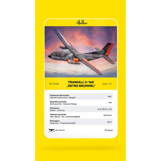 HEL-80358-Avion Transall C-160 Retro Brummel 1/72 Heller