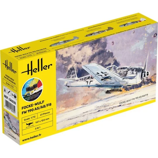 Aircraft Foke-Wulf FW 190 A5/A8/F8 1/72 Heller + glue and paints Heller HEL-56235 - 1 HEL-56235-Aircraft Foke-Wulf FW 190 A5/A8/F8 1/72 Heller + glue and paints - HEL-56235
