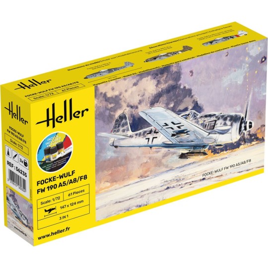 HEL-56235-Aircraft Foke-Wulf FW 190 A5/A8/F8 1/72 Heller + glue and paints