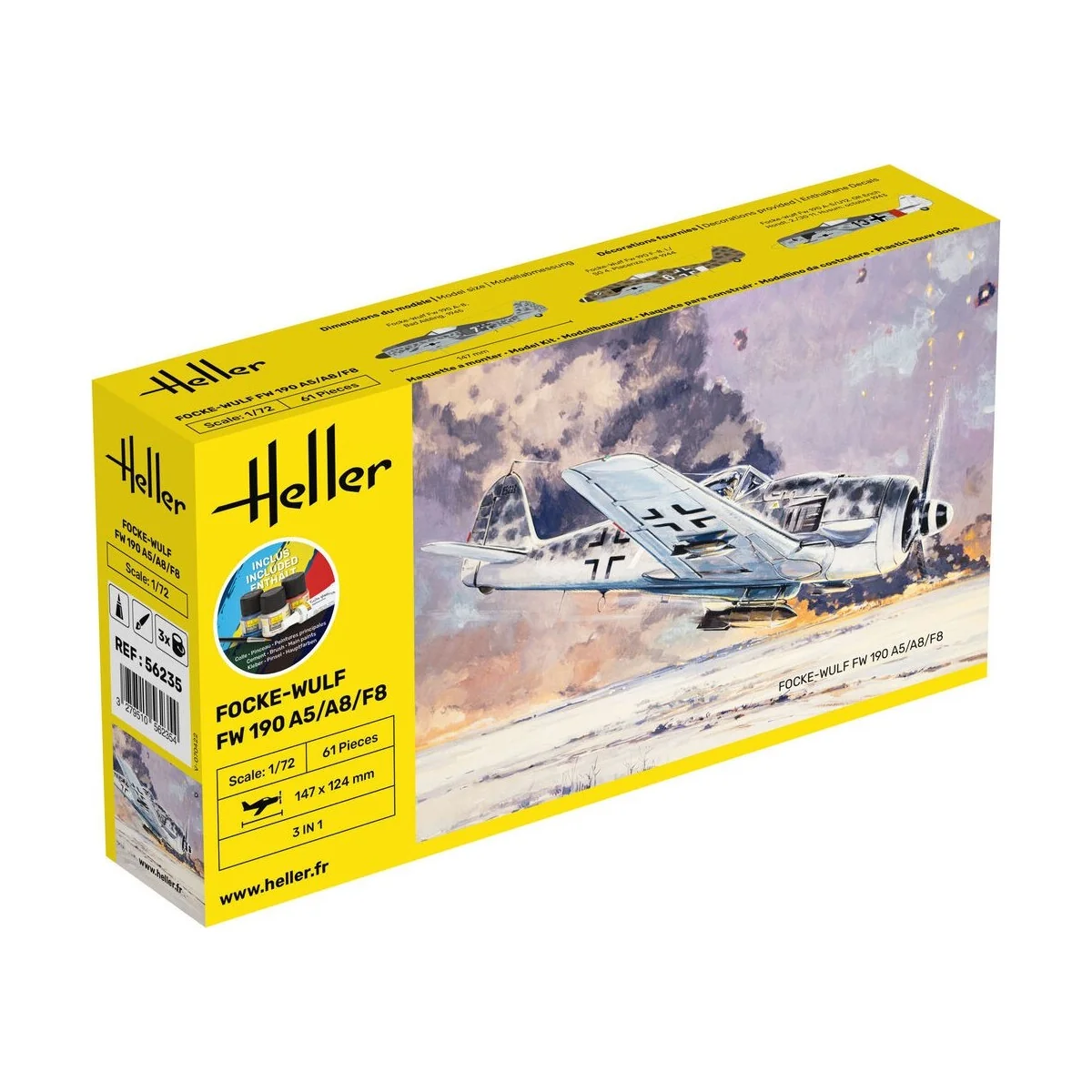 Avion Foke-Wulf FW 190 A5/A8/F8 1/72 Heller + colle et peintures Heller HEL-56235 - 1