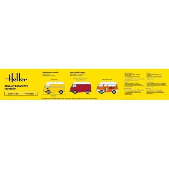 Renault Estafette Toit haut1/24 Heller Heller HEL-80740 - 3 HEL-80740-Renault Estafette Toit haut1/24 Heller - HEL-80740