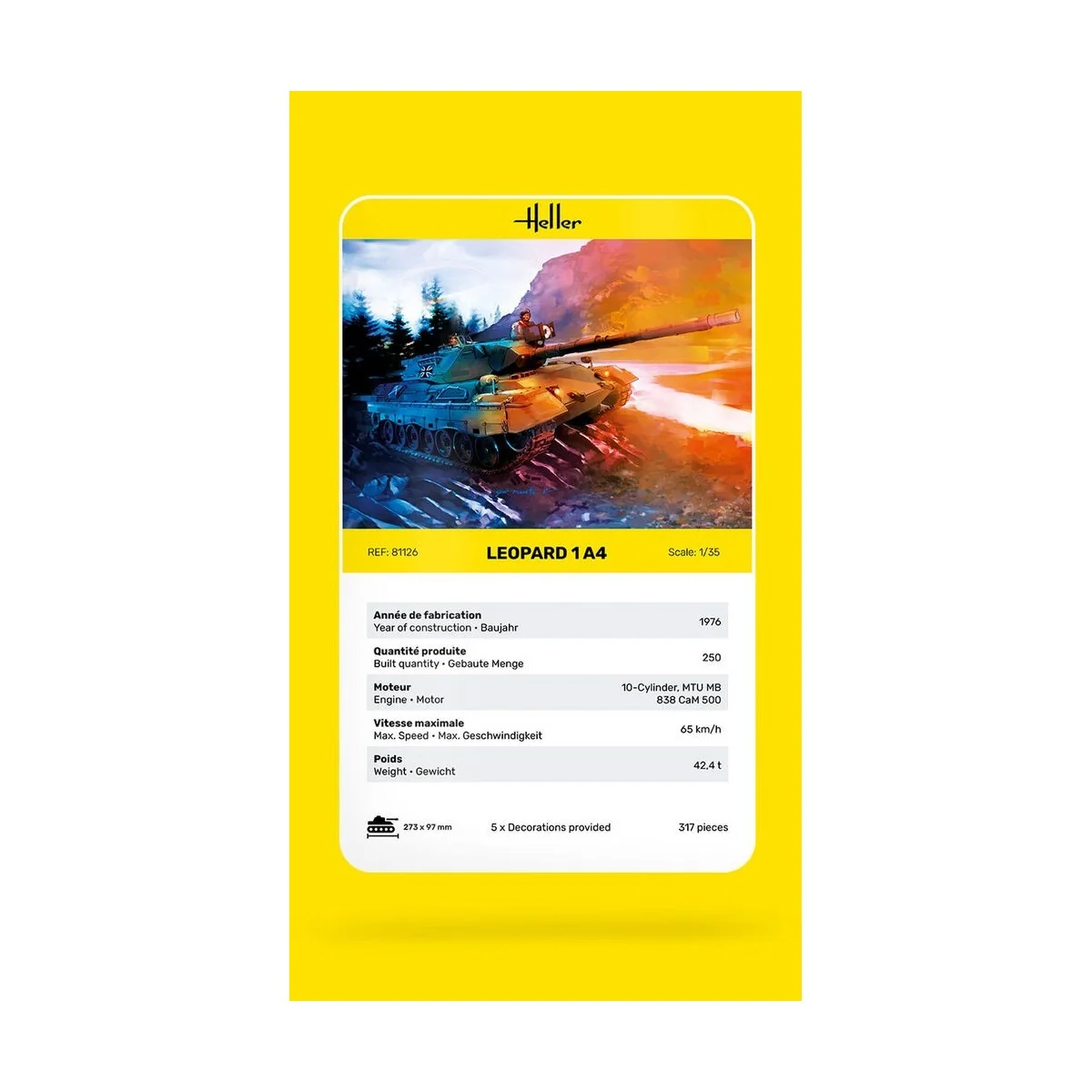 Char Leopard 1A4 1/35 Heller Heller HEL-81126 - 4 Char Leopard 1A4 1/35 Heller Heller HEL-81126 - 4