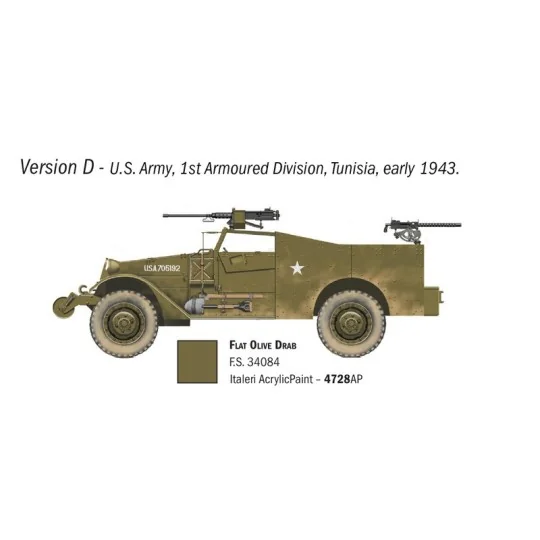 I7063-Véhicule militaire Scout Car M3A1 1/72 Italeri - I7063