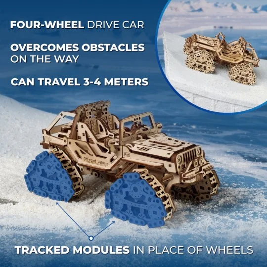 Véhicule tout terrain à chenilles Puzzle 3D bois UGEARS UGEARS UG-70204 - 11 UG-70204-Véhicule tout terrain à chenilles Puzzle 3D bois UGEARS - UG-70204