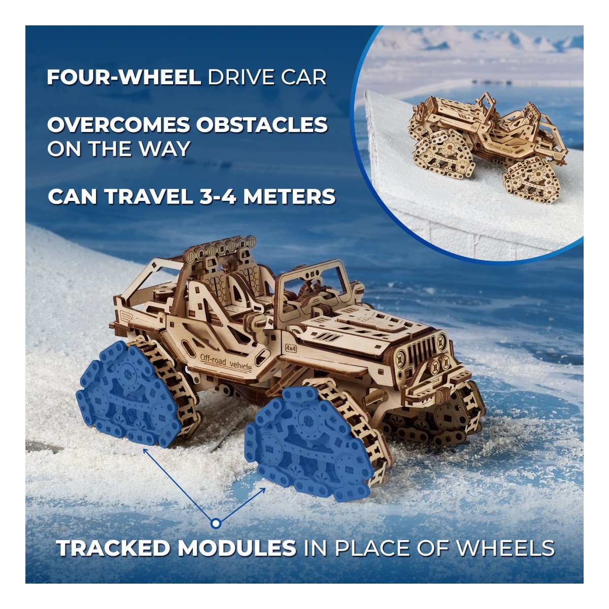 UGEARS Wooden Puzzle 3D Tracked All-Terrain Vehicle UGEARS UG-70204 - 11