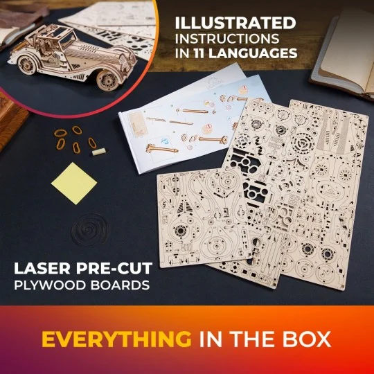 copy of UGEARS Wooden Puzzle 3D Tracked All-Terrain Vehicle UGEARS UG-70202 - 8 UG-70202-UGEARS Rapid Mouse 3D Wooden Sports Car Puzzle - UG-70202