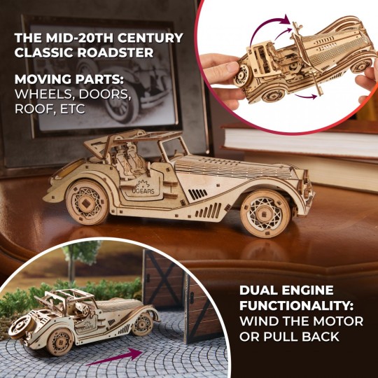 copy of UGEARS Wooden Puzzle 3D Tracked All-Terrain Vehicle UGEARS UG-70202 - 9 UG-70202-UGEARS Rapid Mouse 3D Wooden Sports Car Puzzle - UG-70202