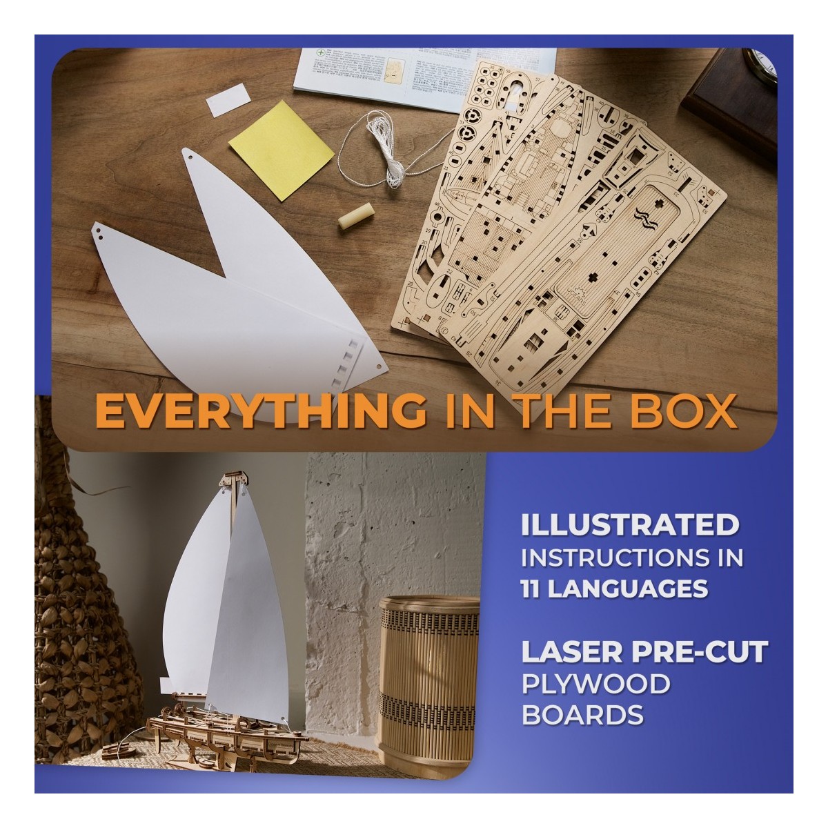 Voilier Yacht beauté de l'océan Puzzle 3D bois UGEARS UGEARS UG-70193 - 5