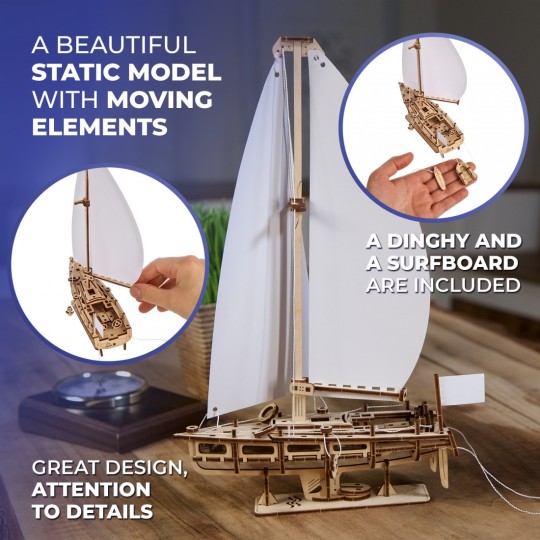 UG-70193-Voilier Yacht beauté de l'océan Puzzle 3D bois UGEARS