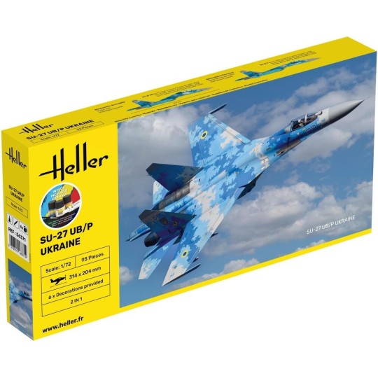 HEL-56371-SU-27 UB/P Ukraine 1/72 Heller + colle et peintures