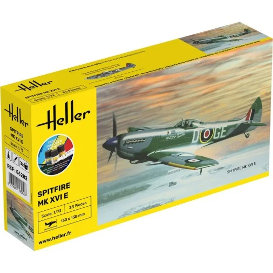 HEL-56282-Spitfire MK XVI E 1/72 Heller + colle et peintures