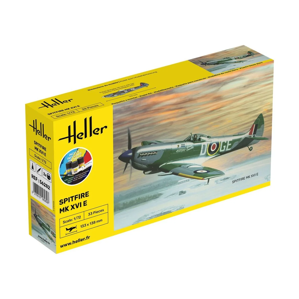 Spitfire MK XVI E 1/72 Heller + colle et peintures Heller HEL-56282 - 1 Spitfire MK XVI E 1/72 Heller + colle et peintures Heller HEL-56282 - 1