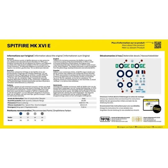 HEL-56282-Spitfire MK XVI E 1/72 Heller + colle et peintures