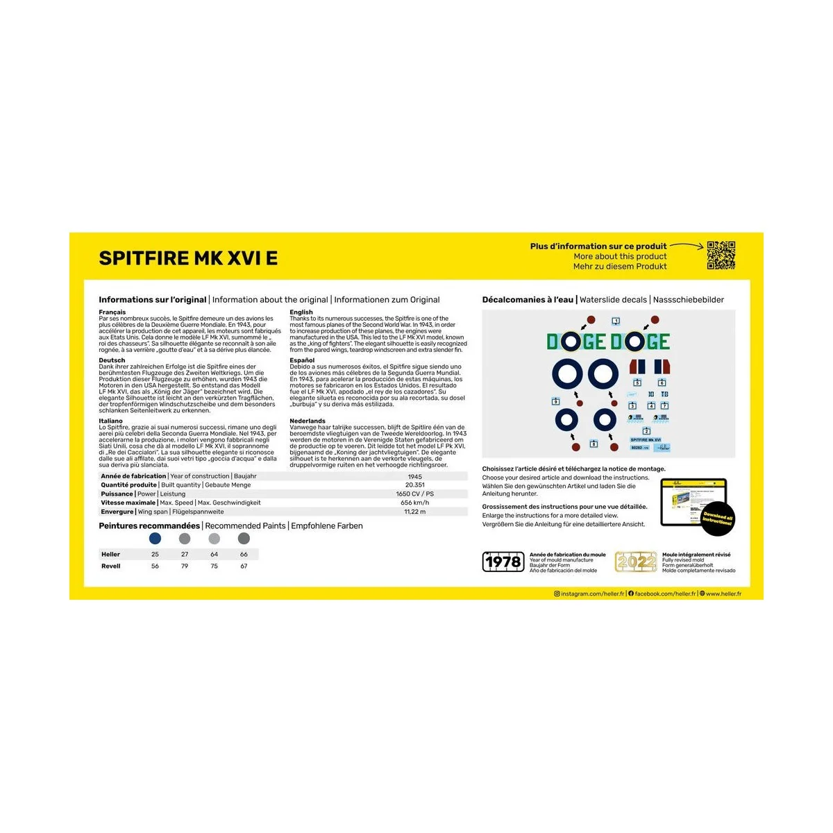 Spitfire MK XVI E 1/72 Heller + colle et peintures Heller HEL-56282 - 2