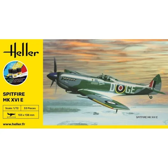 HEL-56282-Spitfire MK XVI E 1/72 Heller + colle et peintures