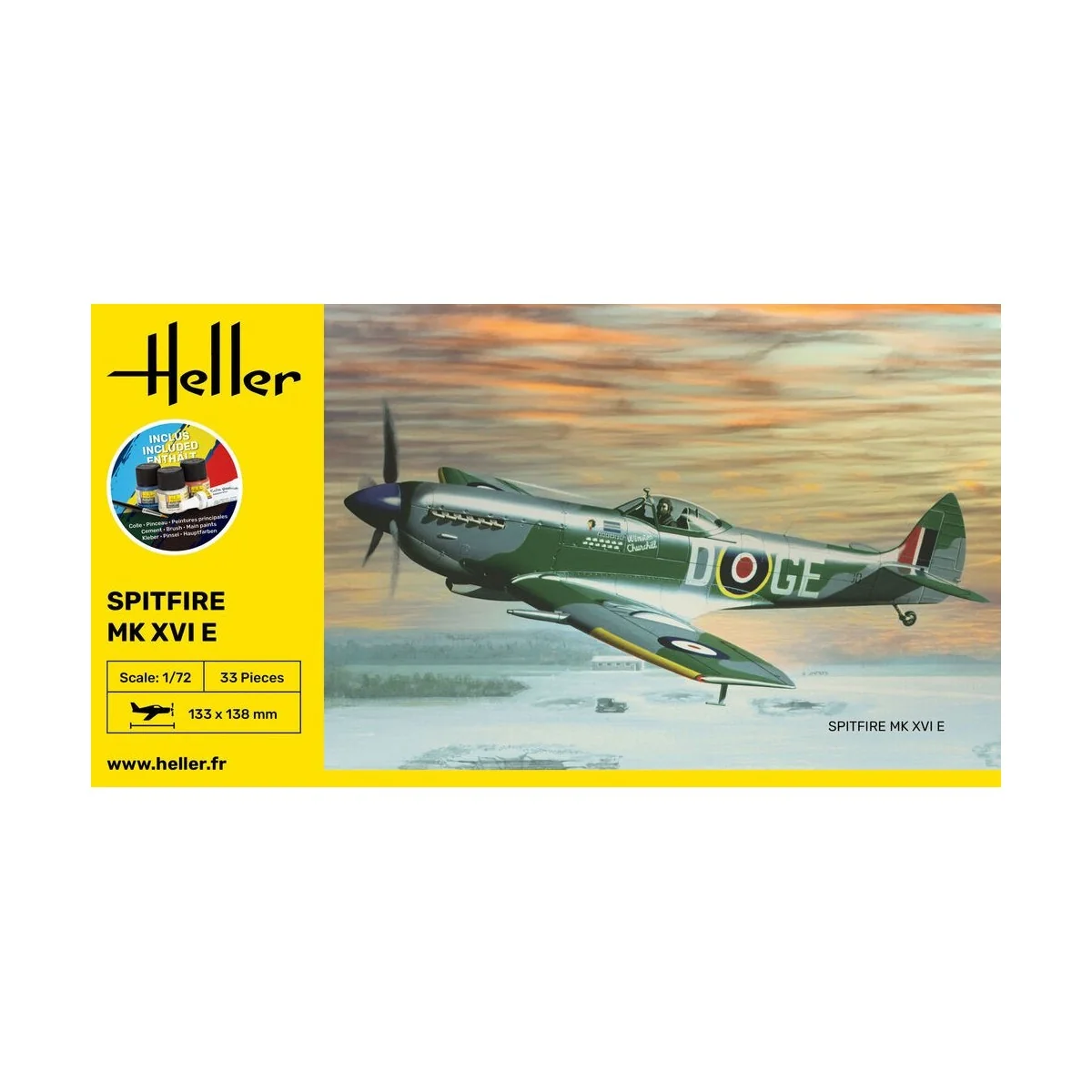 Spitfire MK XVI E 1/72 Heller + colle et peintures Heller HEL-56282 - 3 Spitfire MK XVI E 1/72 Heller + colle et peintures Heller HEL-56282 - 3