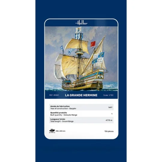 HEL-80841-Bateau La Grande Hermine 1/150 Heller