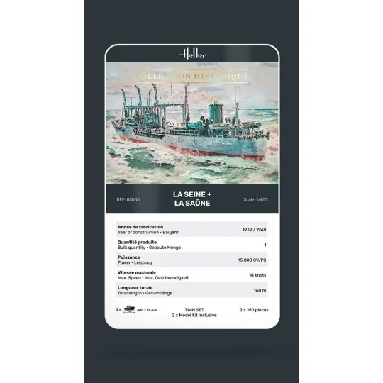 HEL-85050-Coffret bateaux La Seine + La Saône 1/400 Heller