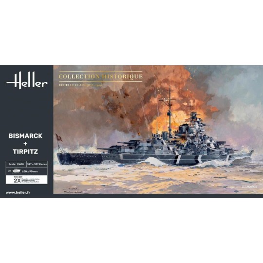 HEL-85078-Coffret bateaux Bismarck + Tirpitz 1/400 Heller
