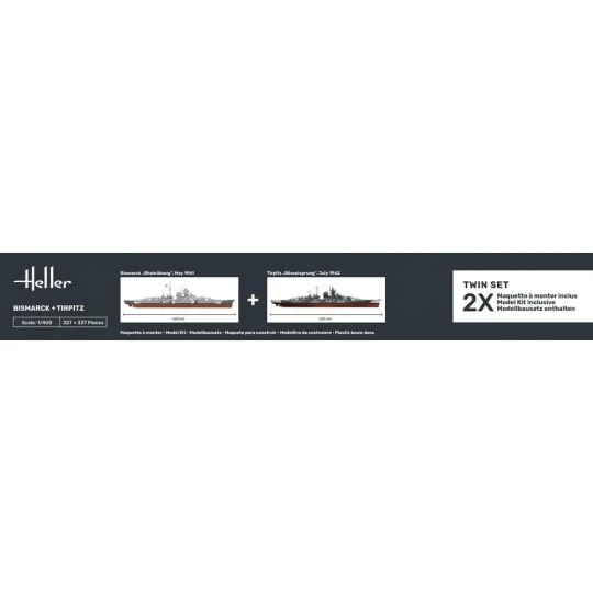 HEL-85078-Coffret bateaux Bismarck + Tirpitz 1/400 Heller - HEL-85078