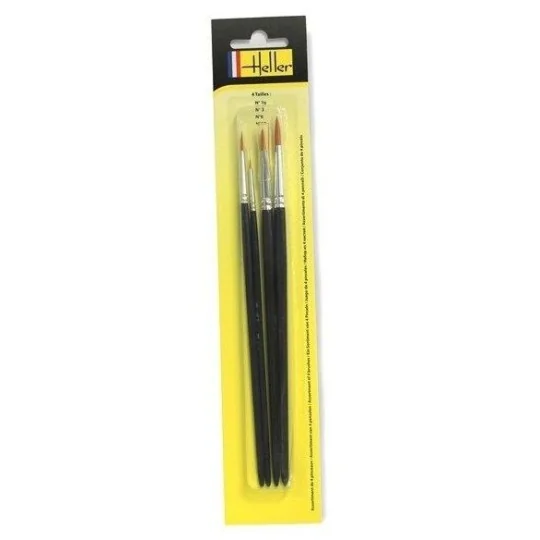 HEL-9901-Heller H9901 Set of 4 brushes no. 3/0 - 3 - 6 - 10 - HEL-9901