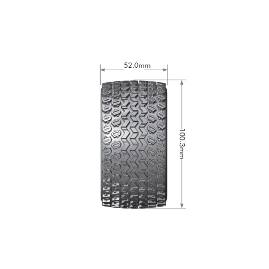L-T3209SB-ST-Hummer Tires + 2.8" 1/10 (x2) Black Rims Louise RC - L-T3209SB