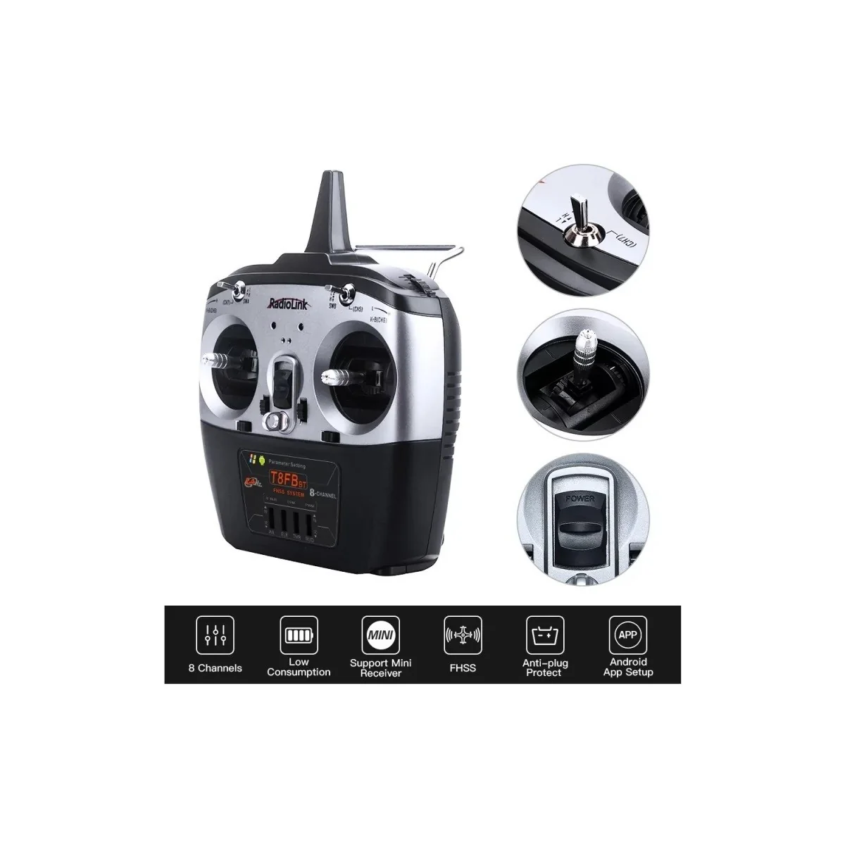 T8FB BT 2.4Ghz 8-Channel Radio + R8EF RadioLink RadioLink RDL-T8FB-BT-SET - 4