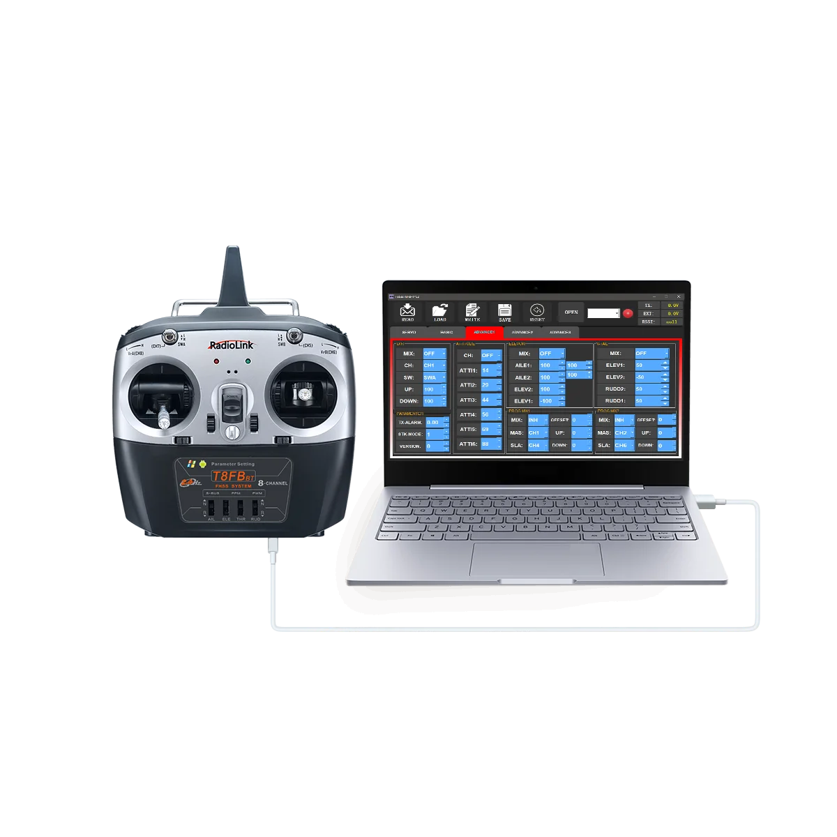 T8FB BT 2.4Ghz 8-Channel Radio + R8EF RadioLink RadioLink RDL-T8FB-BT-SET - 10 T8FB BT 2.4Ghz 8-Channel Radio + R8EF RadioLink RadioLink RDL-T8FB-BT-SET - 10
