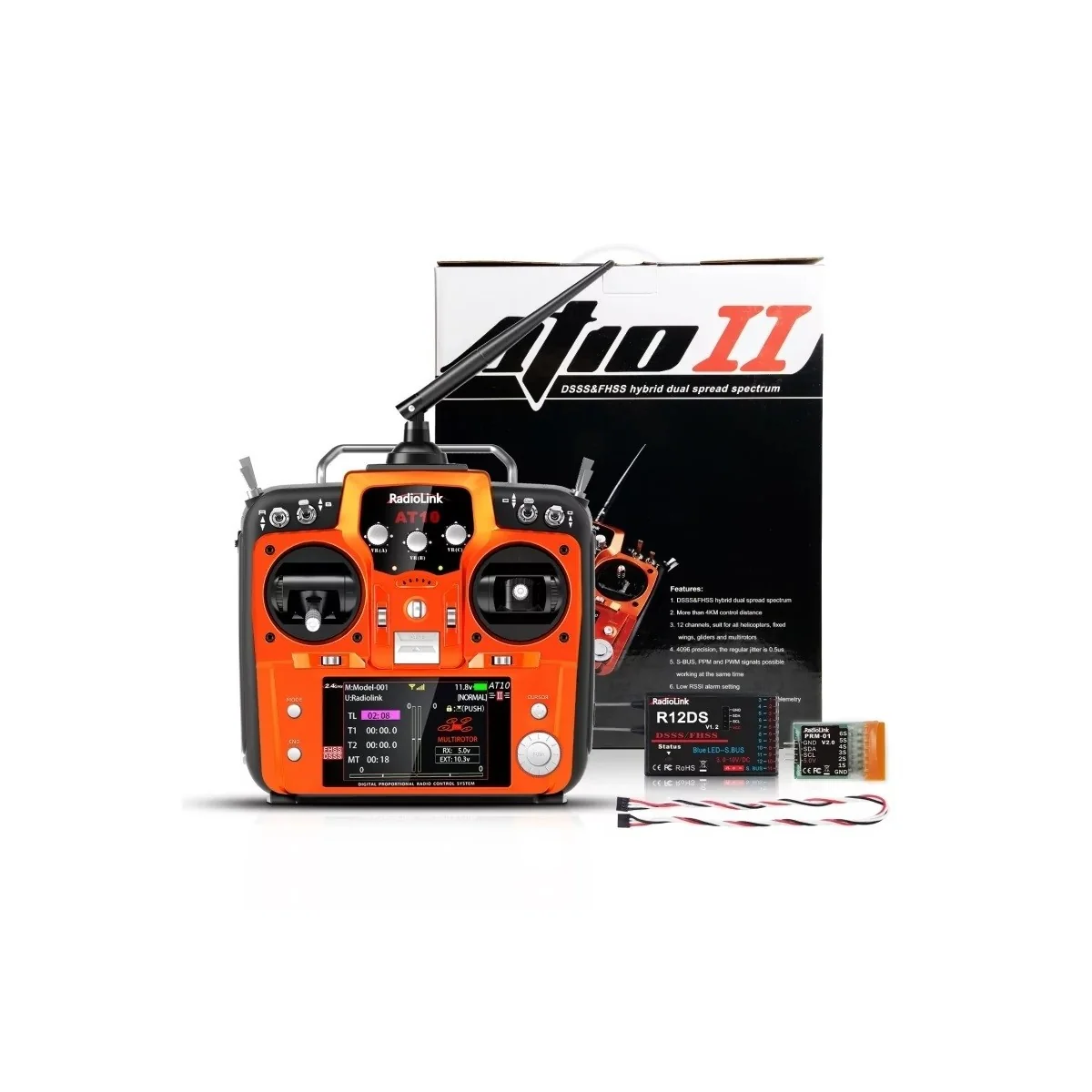 Radio AT10II  2.4Ghz 12 voies + R12DS + PRM-01 RadioLink RadioLink RDL-AT10II-SET - 1